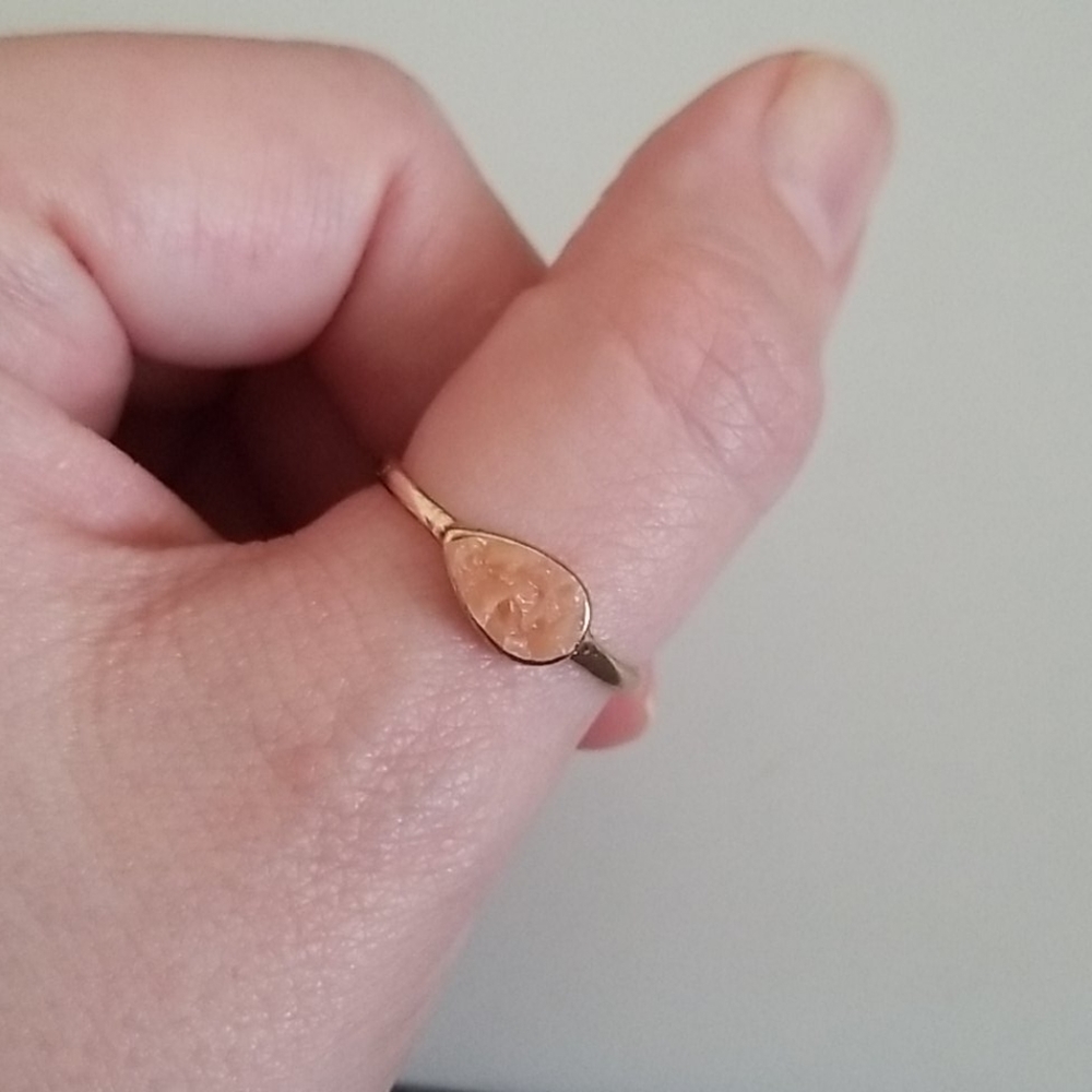 Delicate Teardrop Shaped Pink Ring